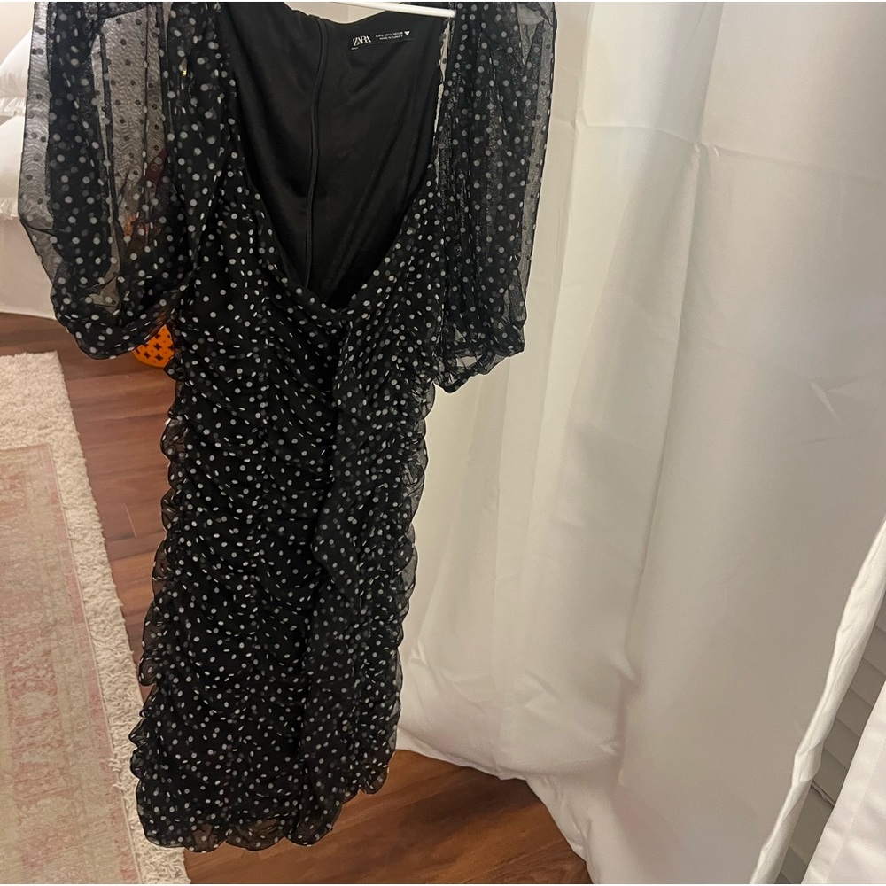 zara polka dot black and white dress tulle - Picture 2 of 4